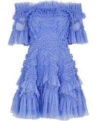 Needle & Thread - Lana Ruffled Tulle Mini Dress - Lyst