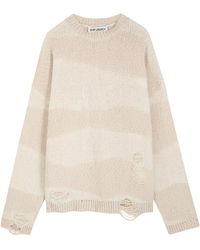 Our Legacy - Popover Roundneck Striped Distressed Cotton-Blend Jumper - Lyst