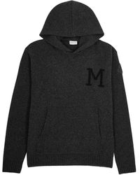 Moncler - Hooded Logo Wool-blend Sweatshirt - Lyst
