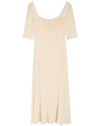 chinese dress ladies Miss Circle Women Idra Lace Trim Sleeveless Crochet Midi Trailing Dress