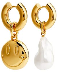 Timeless Pearly - Smiles Asymmetric 24kt -plated Hoop Earrings - Lyst