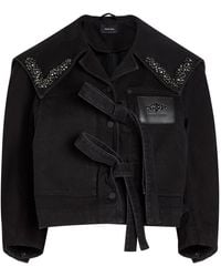 Simone Rocha - Crystal-Embellished Cropped Denim Jacket - Lyst