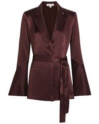 Shona Joy - La Lune Flared Belted Satin Blazer - Lyst
