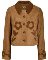 RIXO London - Dionne Floral Cropped Suede Jacket - Lyst