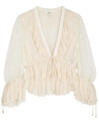 Chloé - Ruffled Tulle Cropped Blouse - Lyst
