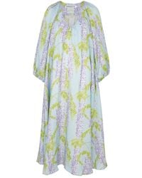 BERNADETTE - Georgette Floral-Print Linen Maxi Dress - Lyst