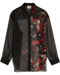 KHAITE - Goya Floral-Print Silk-Organza Shirt - Lyst
