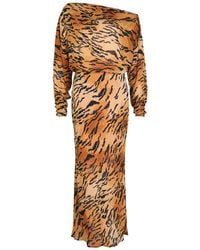 Never Fully Dressed - Tilly Tiger-Print Chiffon Midi Dress - Lyst
