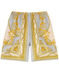 Versace - Printed Silk-Satin Shorts - Lyst