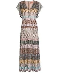 Missoni - Striped Metallic-Knit Midi Dress - Lyst
