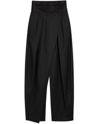 Alaïa - Barrel-Leg Silk And Stretch-Wool Trousers - Lyst