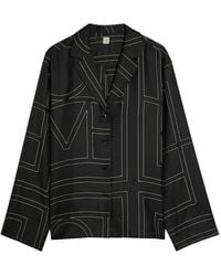 TOTEME - Logo-Embroidered Silk-Satin Shirt - Lyst