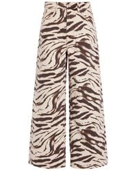Ganni - Lari Zebra-Print Wide-Leg Jeans - Lyst