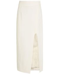 Victoria Beckham - Split Twill Midi Skirt - Lyst