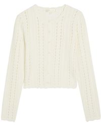 LoveShackFancy - Peridot Cropped Pointelle-Knit Cardigan - Lyst