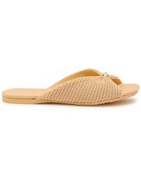 Loewe - Pebble Soft Raffia And Leather Sliders - Lyst