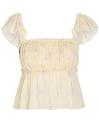 LoveShackFancy - Siena Floral-Print Georgette Top - Lyst