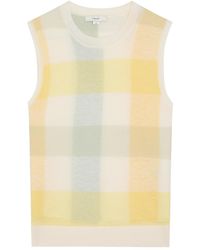 Vince - Checked Fine-Knit Wool Tank Top - Lyst