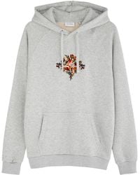 Les Deux - Fiore Floral And Logo Embroidered Cotton Hooded Sweatshirt - Lyst
