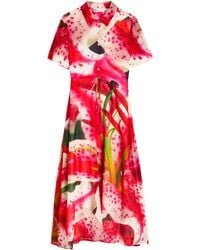 Tory Burch - Printed Silk Midi Shirt Dress - Lyst