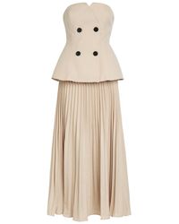 Self-Portrait - Layered Double-Breasted Woven Midi Dress - Lyst