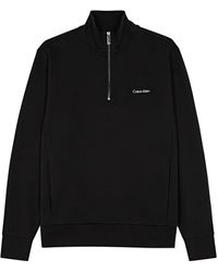 Calvin Klein - Logo Cotton-blend Half-zip Sweatshirt - Lyst