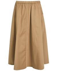 Vince - Stretch-Cotton Poplin Midi Skirt - Lyst