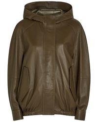 Nour Hammour - Hooded Grained Leather Jacket - Lyst