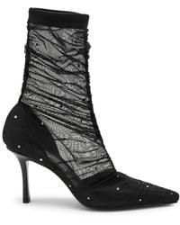 Jimmy Choo - Lotta 85 Embellished Mesh Sock Boots - Lyst