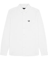 Fred Perry - Logo-embroidered Cotton Oxford Shirt - Lyst