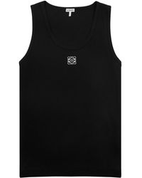 Loewe - Logo-embroidered Stretch-cotton Tank - Lyst