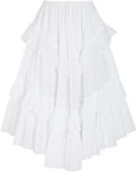 Chloé - Ruffled Cotton Midi Skirt - Lyst
