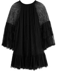 Alice + Olivia - Delia Ruffled Lace Mini Dress - Lyst