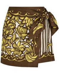 ALÉMAIS - Mona Printed Hemp Mini Wrap Skirt - Lyst