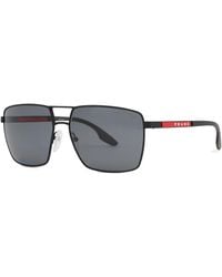 Prada Linea Rossa Black Square-frame Sunglasses
