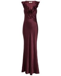 De La Vali - Nema Ruffle-Trimmed Silk Blend Maxi Dress - Lyst