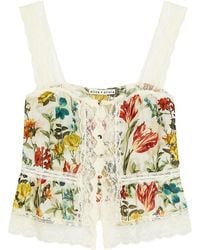 Alice + Olivia - Annabeth Floral-Print Cotton-Blend Top - Lyst