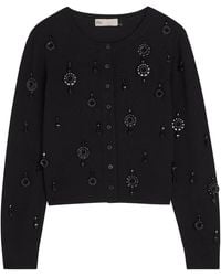 Tory Burch - Embellished Wool And Cashmere-Blend Cardigan - Lyst
