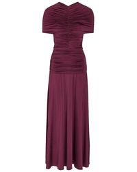Self-Portrait - Gathered Stretch-Jersey Midi Dress - Lyst