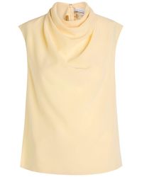 Another Tomorrow - Draped Silk Top - Lyst