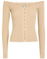 STAUD - Keaton Off-The-Shoulder Wool And Cotton-Blend Top - Lyst