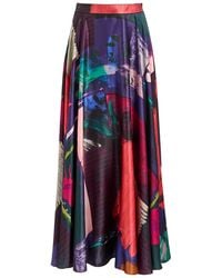 ROKSANDA - Ameera Printed Silk-Satin Midi Skirt - Lyst