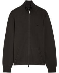 Emporio Armani - Logo-Embroidered Fine-Knit Jumper - Lyst