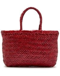 Dragon Diffusion - Mini Flat Gora Woven Leather Top Handle Bag - Lyst
