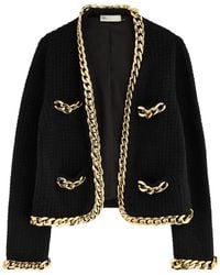 Tory Burch - Kendra Chain-Trimmed Wool-Blend Cardigan - Lyst