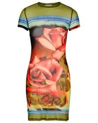 Jean Paul Gaultier - Roses Printed Tulle Mini Dress - Lyst