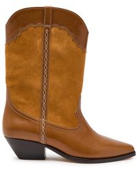 Isabel Marant - Duerto Western Panelled Leather Mid-Calf Boots - Lyst