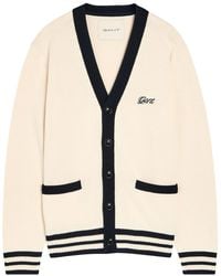 GANT - Logo-Embroidered Cotton-Knit Cardigan - Lyst