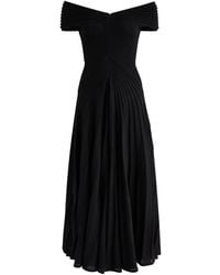 Alaïa - Off-The-Shoulder Ribbed Wool Midi Dress - Lyst
