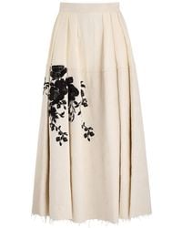 Erdem - Floral-Embroidered Cotton-Jacquard Midi Skirt - Lyst